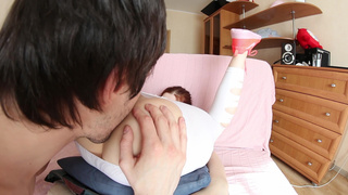 Порвал облегающие лосины и раздолбал шикарную попу рыжей красавицы